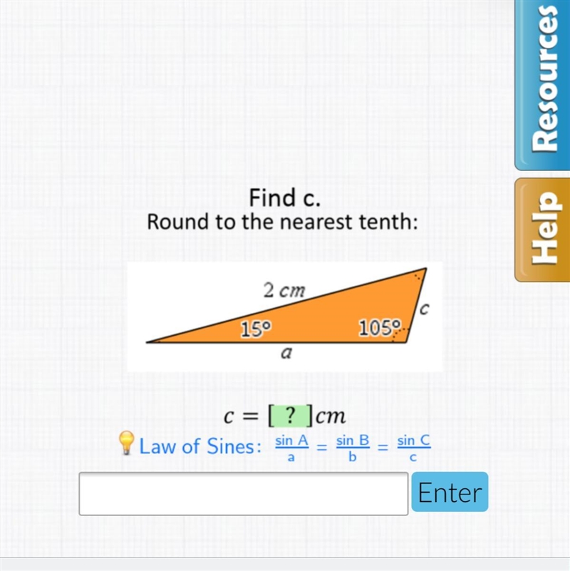 Find c. Round to the nearest tenth.-example-1