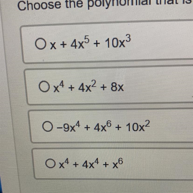 Choose the polynomial that is written in standard form.-example-1