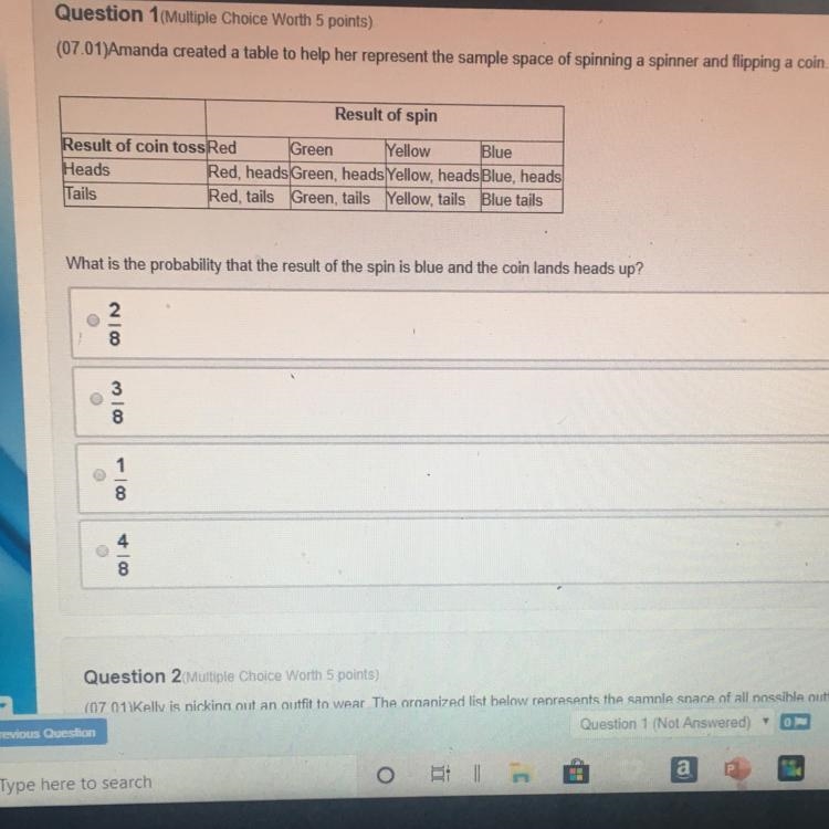 (07.01)Amanda created a table to help her represent the sample space of spinning a-example-1