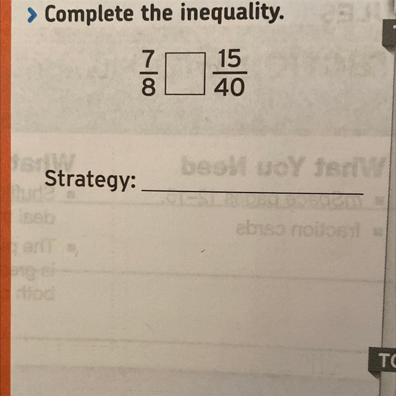 COMPLETE THE INEQUALITY AND EXPLAIN YOUR ANSWER !-example-1