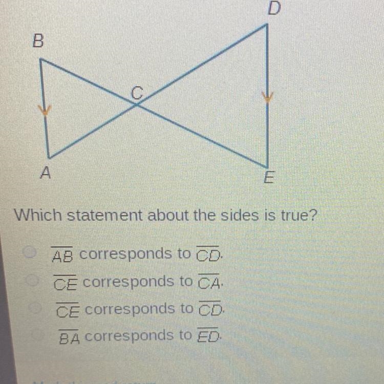 In the drawing below, BA is parallel to DE. Triangle ABC is similar to triangle DEC-example-1