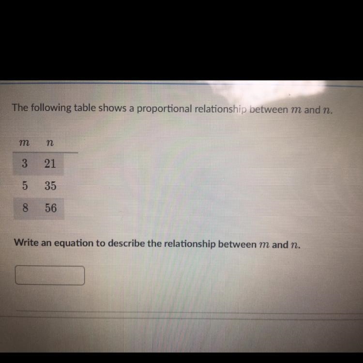 Write a equation to describe the relationship between “m” & “n”-example-1