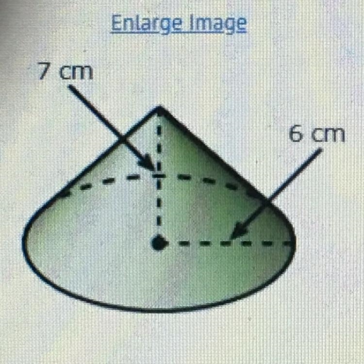 What is the volume of the cone shown? (in terms of pi) A) 727 cm 3 B) 8411 cm3 . 9671 cm-example-1