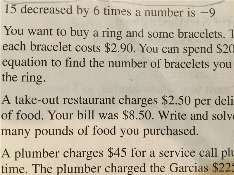 15 decreased by six times a number is -9 Number 24-example-1