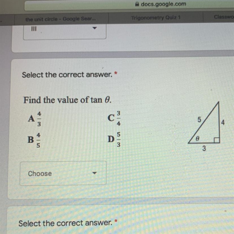 Need help ASAP find the value of tan theta.-example-1