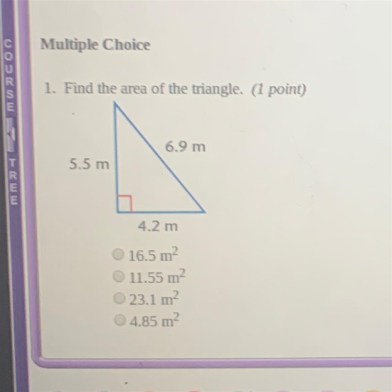 Whats the area of the triangle ?????-example-1