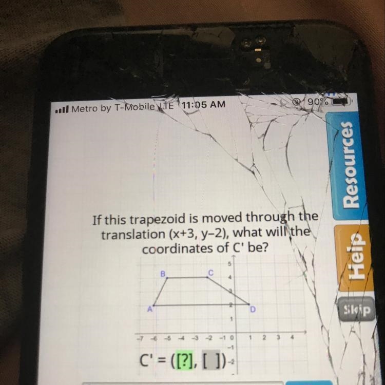 If this trapezoid is moved through the translation (x+3,y-2), what will be the coordinates-example-1