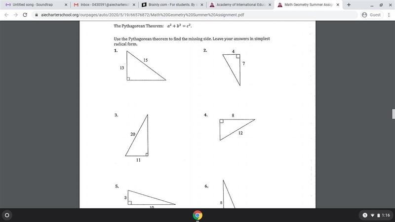 I have no idea what im doing, can someone please help me? ASAP!!!! Use the pythagorean-example-1