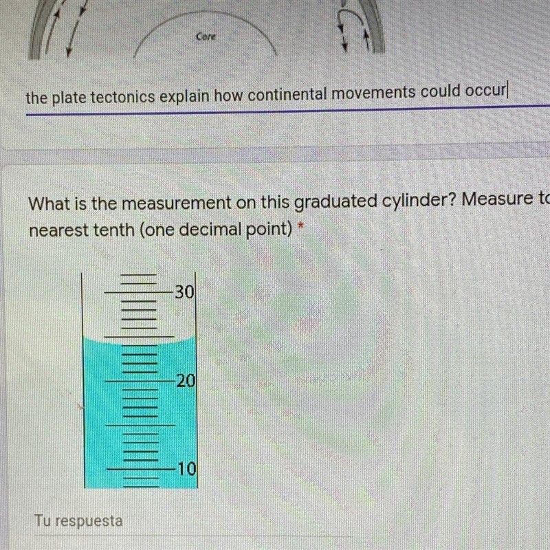 1 punto 1 und What is the measurement on this graduated cylinder? Measure to the nearest-example-1