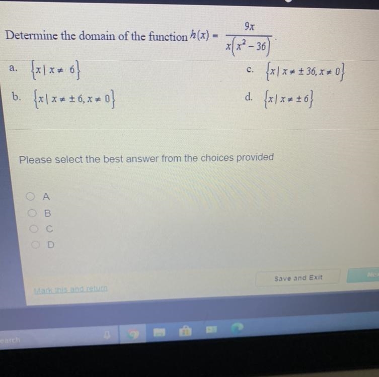 Determine the domain of the function 9x/x(x^2-36)-example-1