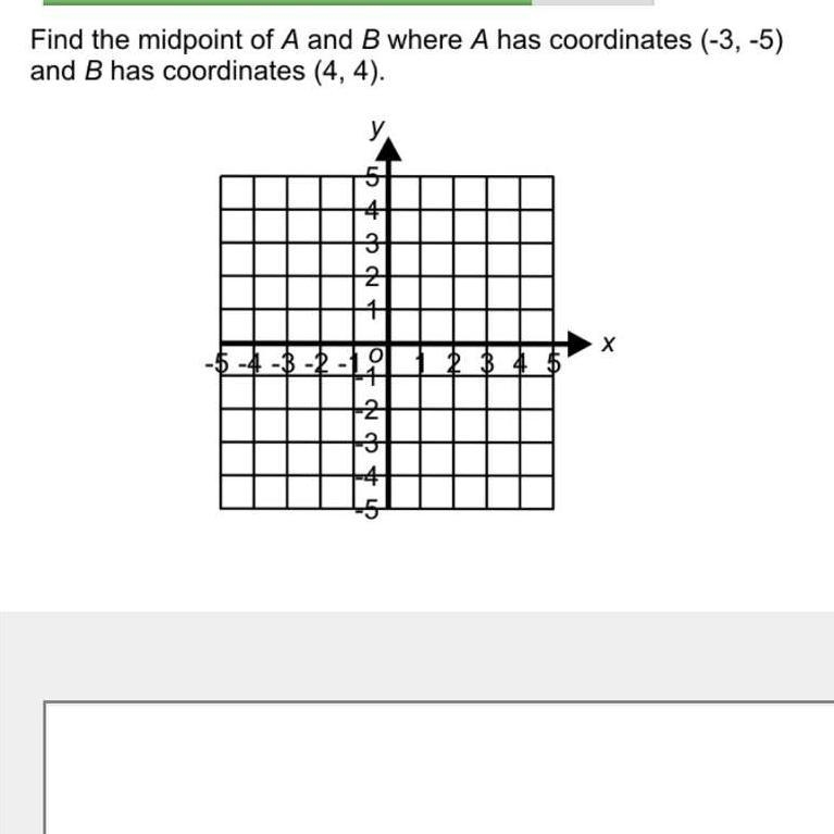 Find the midpoint of A and B where a had the co-ordinates (-3,-5) and B had the co-example-1