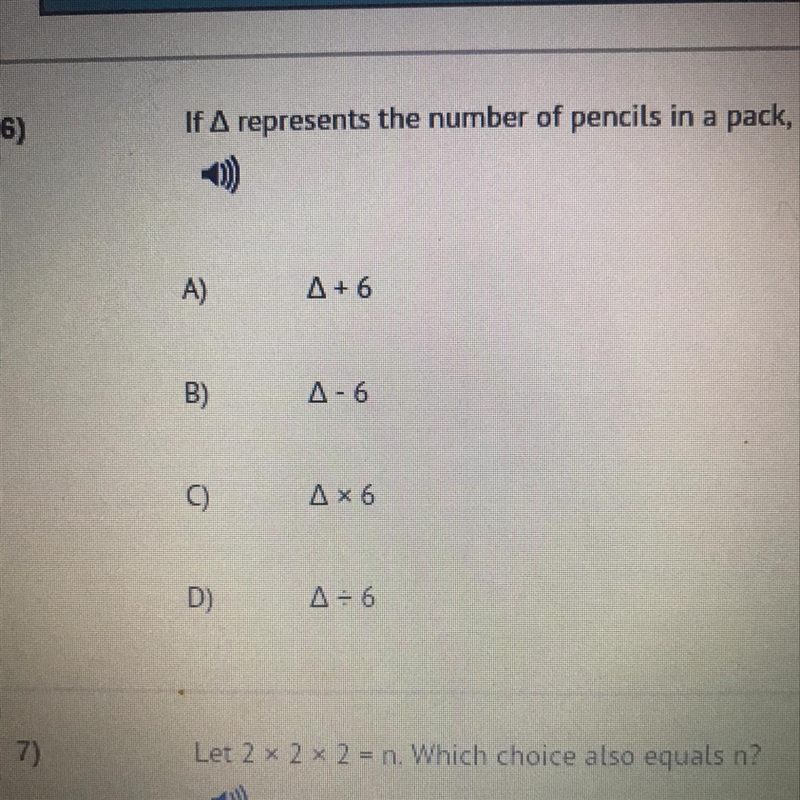 If A represents the number of pencils in a pack, which expression represents 6 packs-example-1