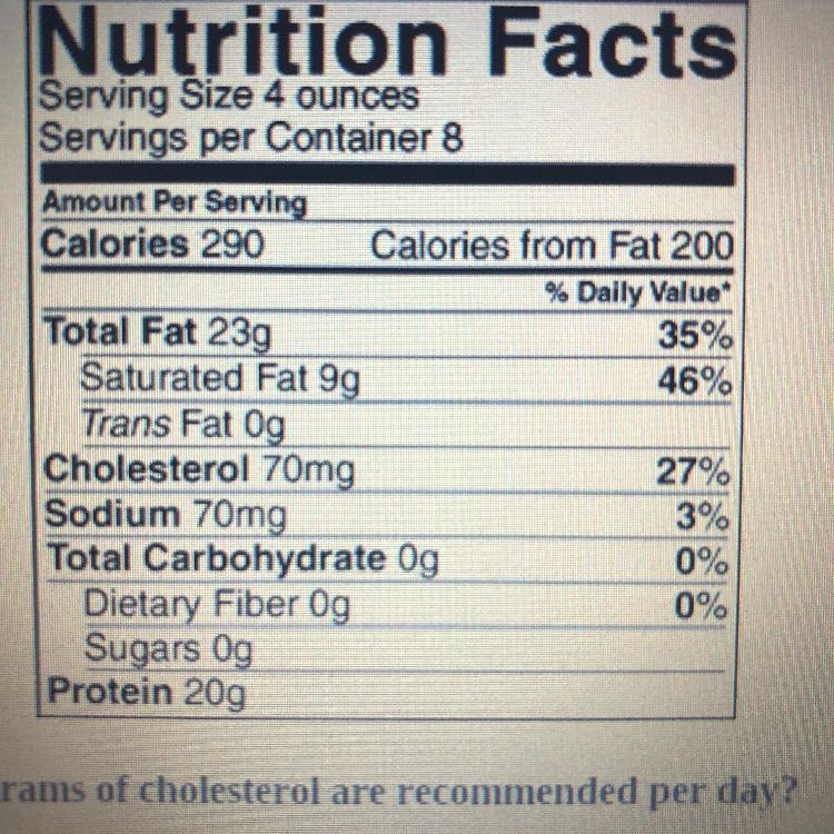 Based on the information in the label, about how many milligrams of cholesterol are-example-1