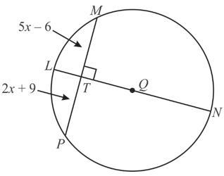 Find the value of x in ⊙Q .-example-1