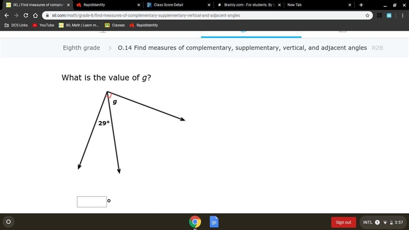 Eighth grade Find measures of complementary, supplementary, vertical, and adjacent-example-1