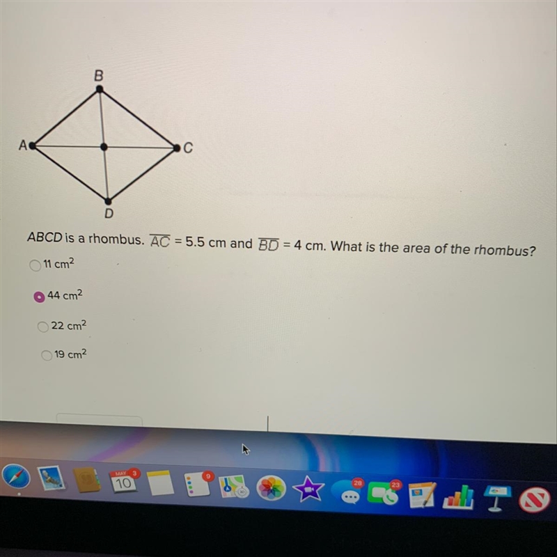 What is the area of the rhombus?-example-1