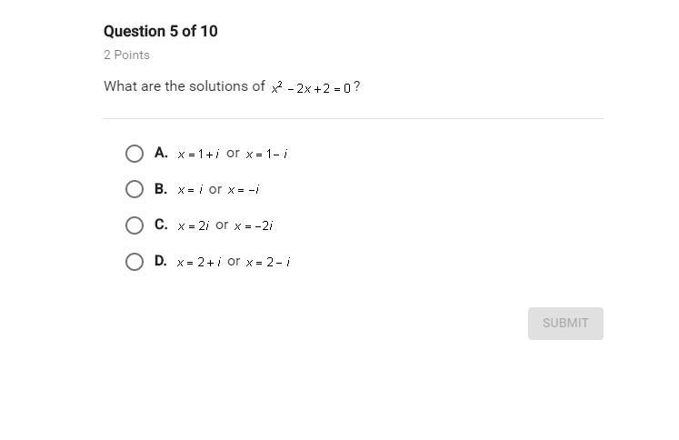 What are the solutions of x²-2x+2=0?-example-1