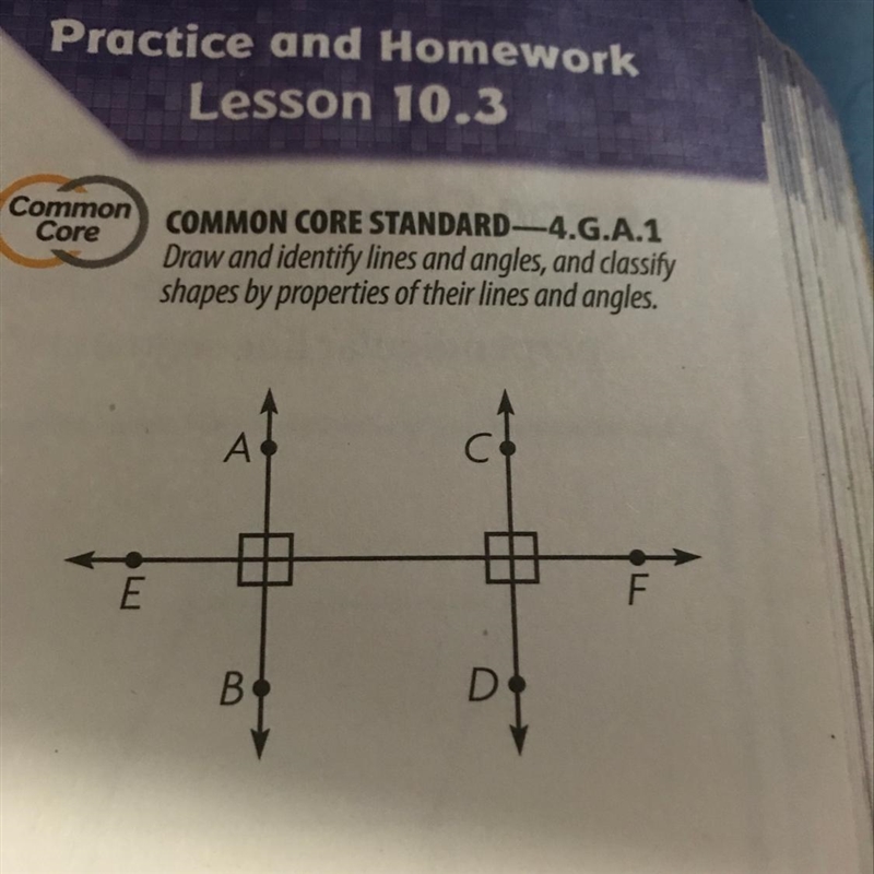 Wame a pair of lines that appear to be parallel.-example-1