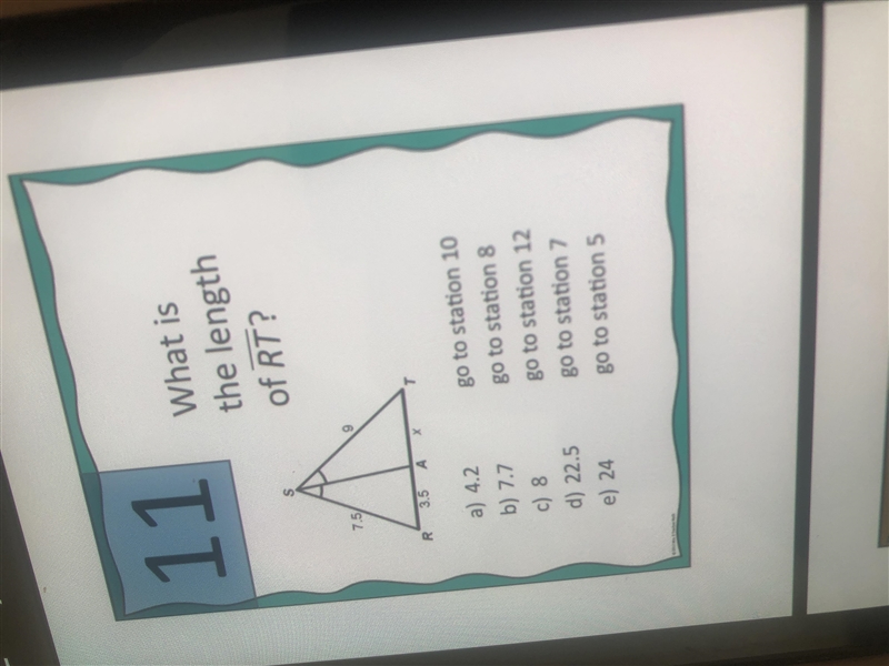 What Is The Length Of RT? A. 4.2 B. 7.7 C.8 D.22.5 E. 24 Please Explain How You Got-example-1