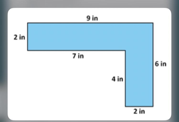 Find the area of the composite figure. A) 22 in2 B) 26 in2 C) 30 in2 D) 34 in2-example-1