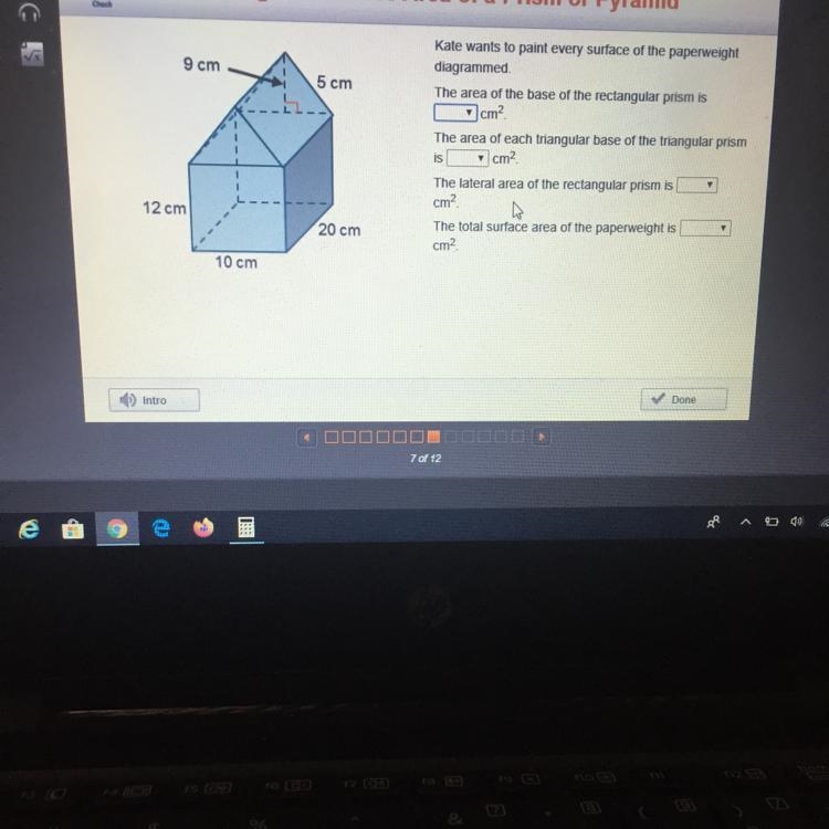 Kate wants to paint every surface of the paperweight diagrammed The area of the base-example-1