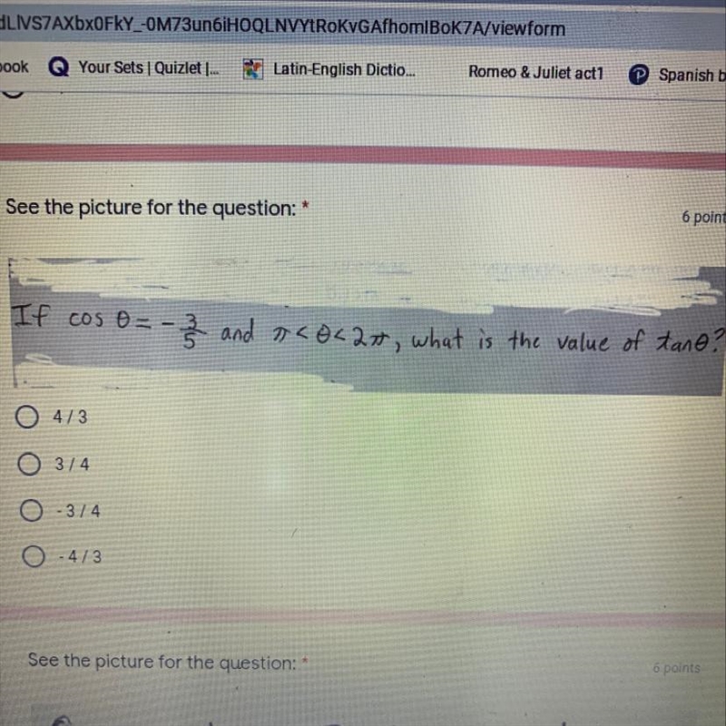 What is the value of Tan θ?-example-1