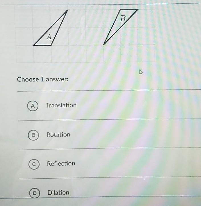 What single transformation was applied to quadrilateral A to get to quadrilateral-example-1