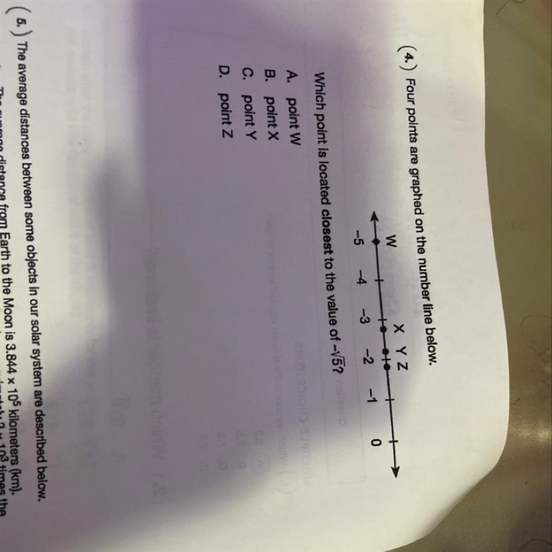 Four points are graphed on the number line below Which point is located closest to-example-1