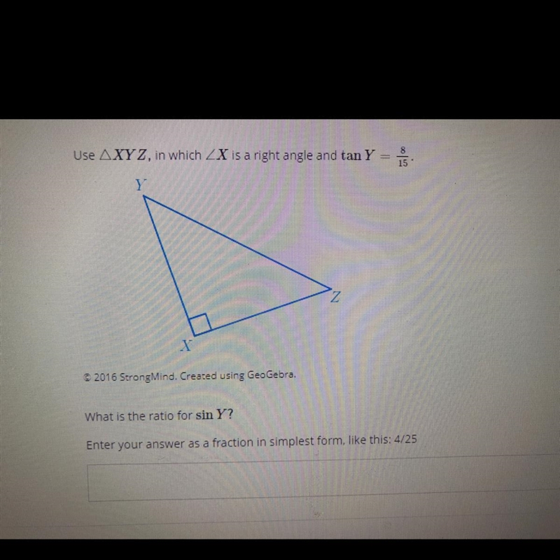 What is the ratio for sin Y?-example-1