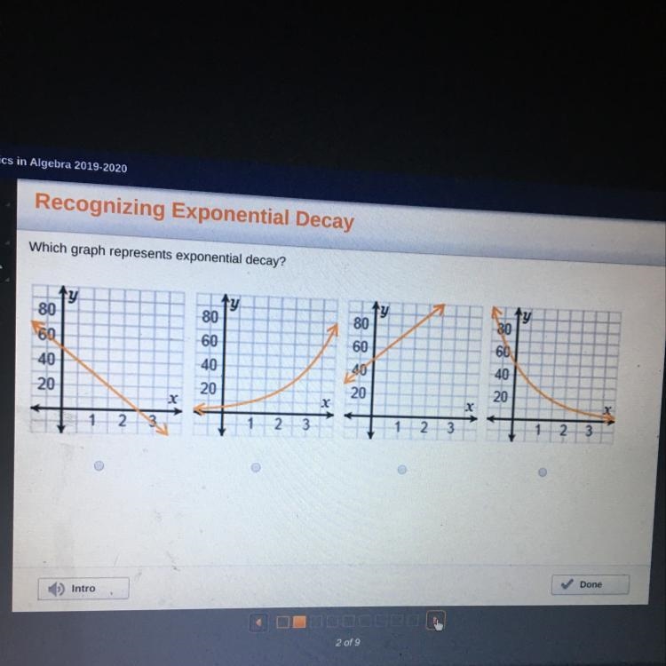 Which graph represents exponential decay?-example-1