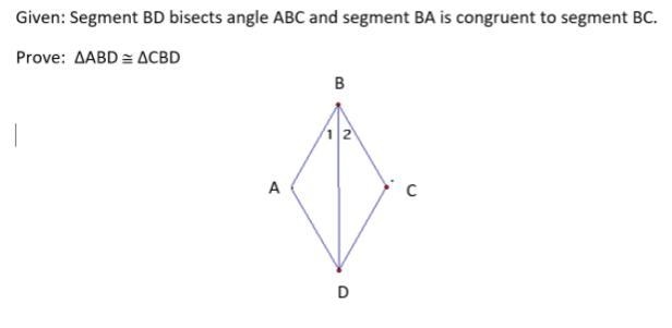 Prove that triangle ABD is congruent to triangle CBD.-example-1