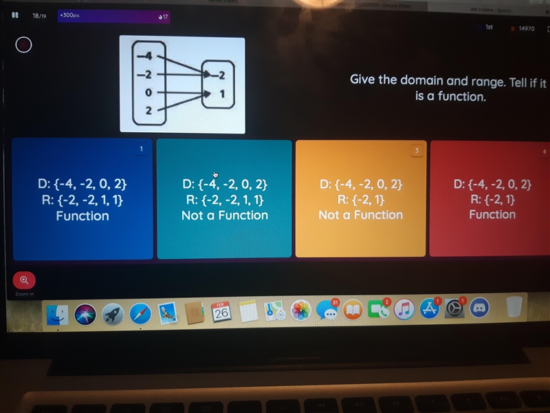 Give the domain and range. Tell if it is a function.-example-1