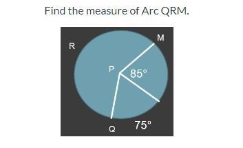 Find the measure of Arc QRM-example-1