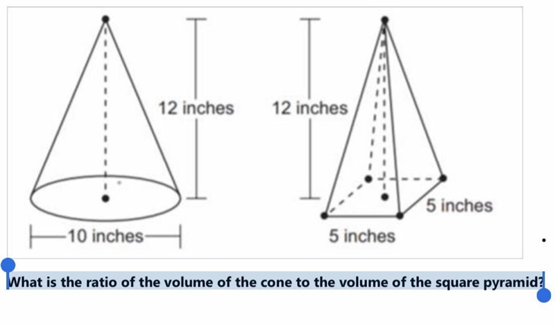 What is the ratio of the volume of the cone to the volume of the square pyramid?-example-1