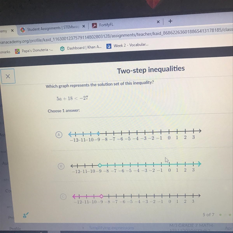 Two step inequalities khan Academy. Anybody know this answer?????-example-1