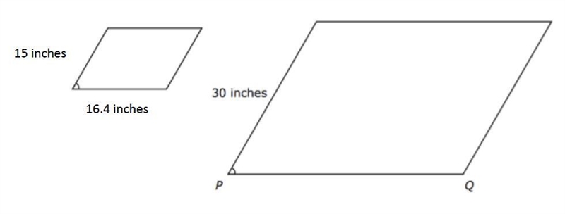 The two parallelograms below are similar. What is the length in inches of PQ?-example-1