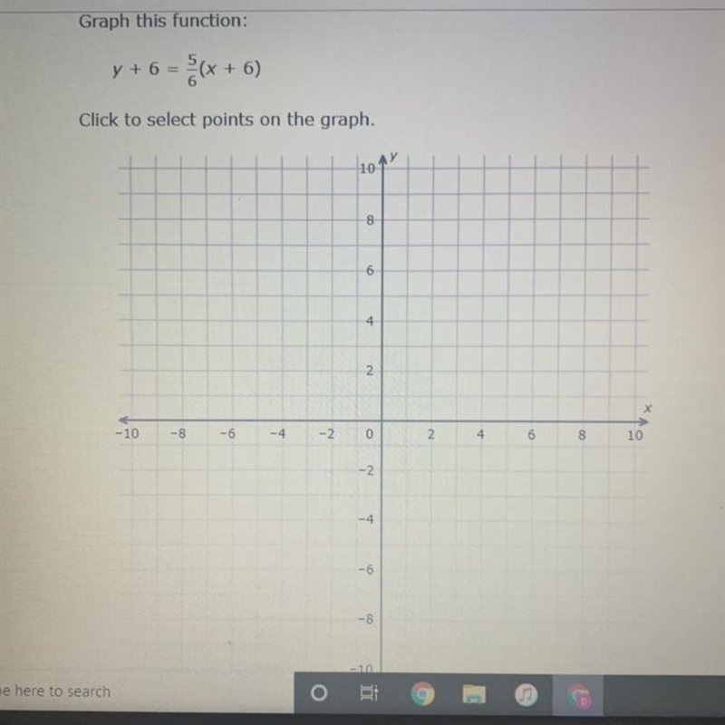 Graph this function: y + 6 = 5/6(x + 6)-example-1