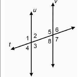 NEEDED ANSWERED ASAP! Which is enough information to prove that u parallel to v? Angle-example-1