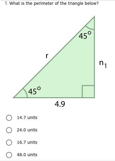 *PLEASE ANSWER* What is the perimeter of the triangle below?-example-1