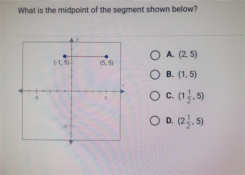 What is the midpoint of the segment shown below?-example-1