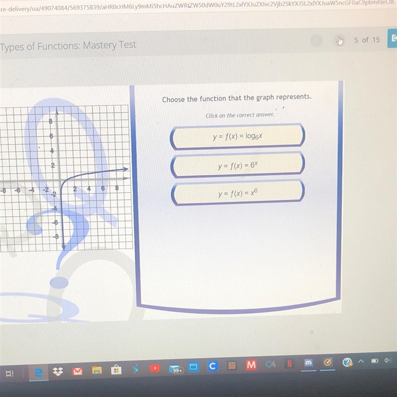 Choose the function that the graph represents. Click on the correct answer. 6 y = f-example-1