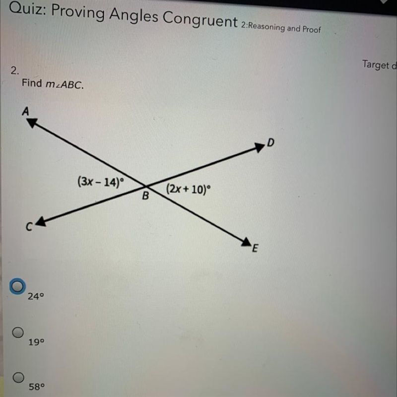 Find M A.24 B.19 C.58 D.37 Please help !!-example-1