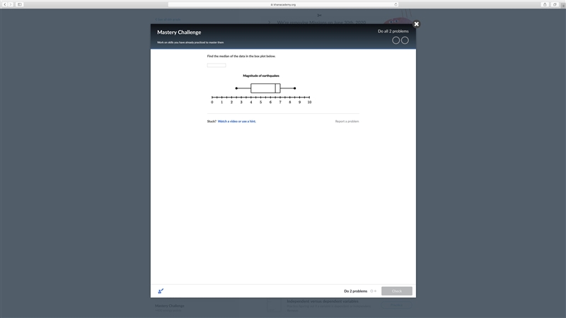 Find the median of the data in the box plot below.-example-1