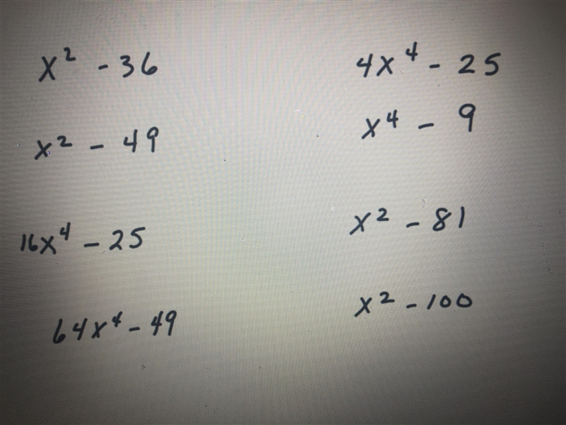 Please look at the image , they all need to be factored using DOTS moi-example-1