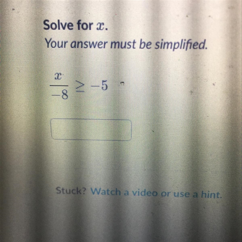 Solve for x, answer must be simplified.-example-1