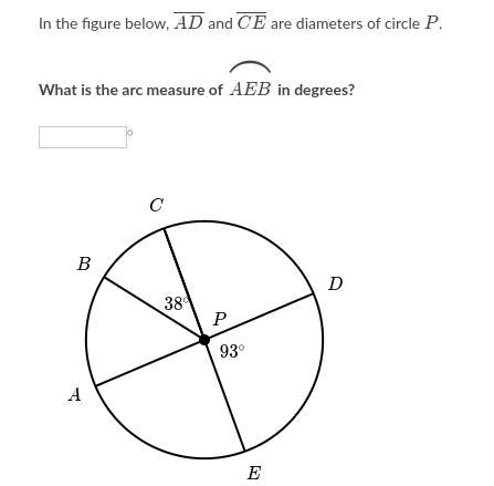 What is the arc measure of ABE in degrees?-example-1