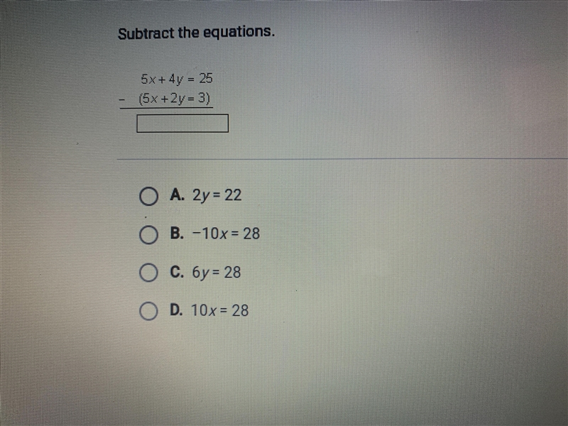 Subtract the equations.-example-1