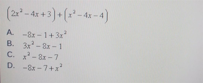 Simplify the following polynomial and write the answer in standard form. (2x² - 4x-example-1