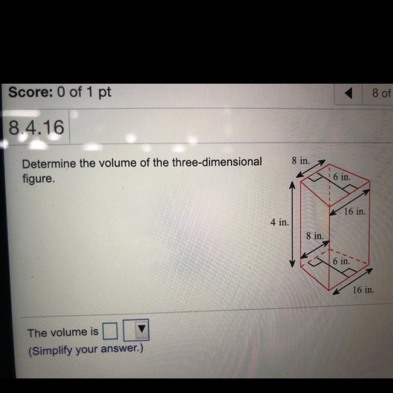 Determine the volume of the three-dimensional figure.-example-1