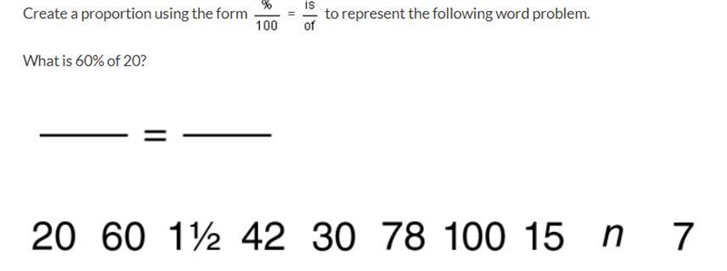 Create a proportion using the form = to represent the following word problem. What-example-1